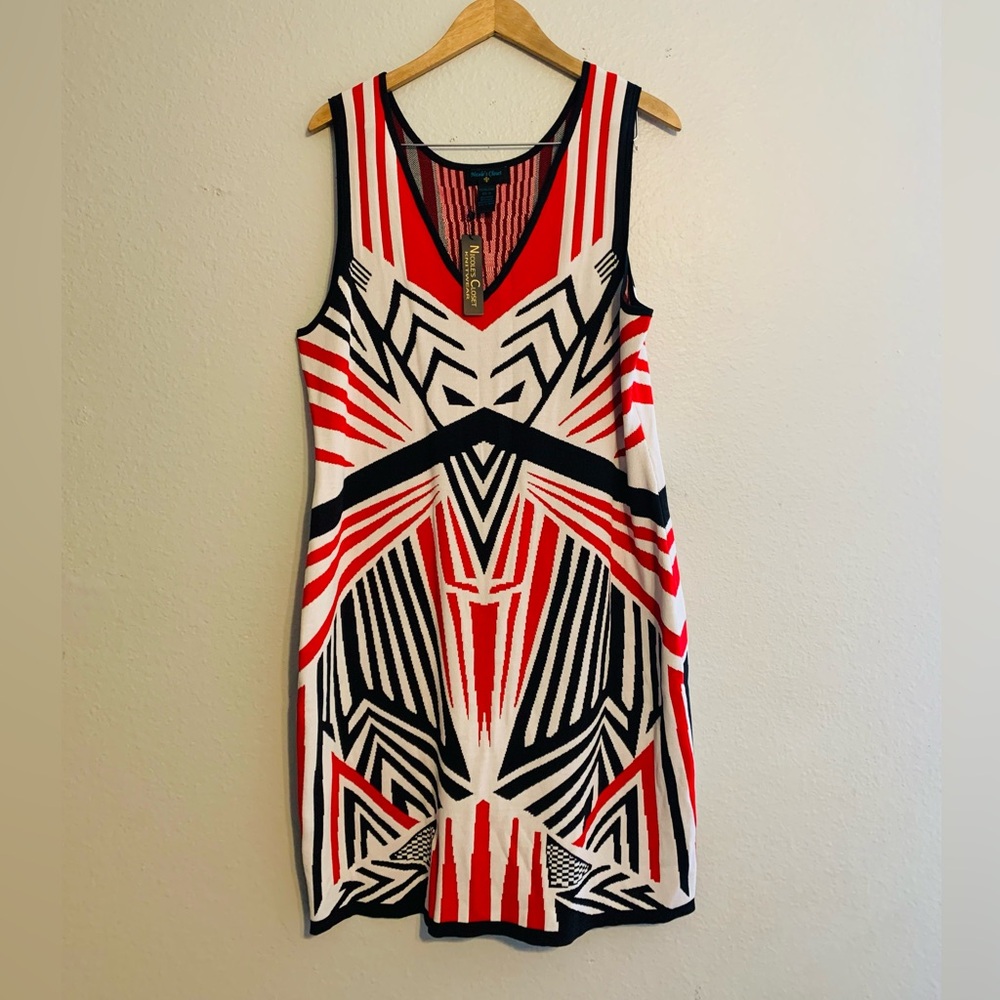 NWT Nicole’s Closet Women’s Geometric Bodycon Sweater Vest Dress. Size 3X